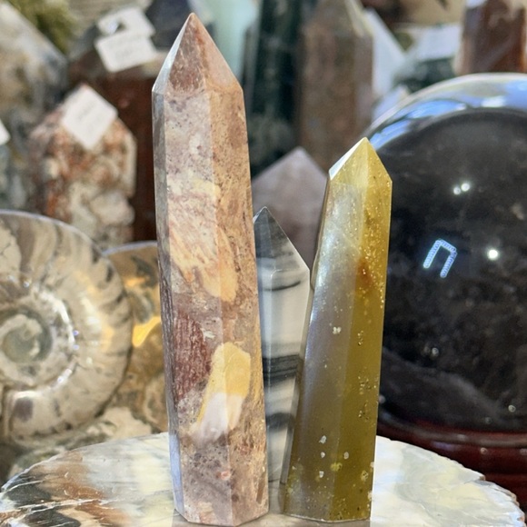 Wood Fossil, Green Opal and Tai Chi Crystal Points! - Picture 3 of 6